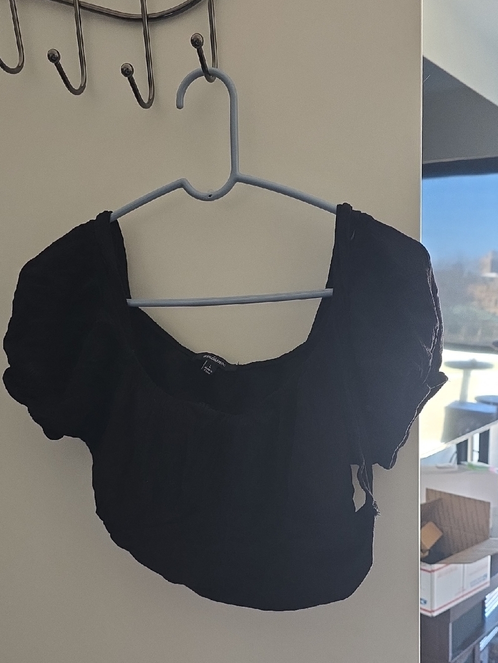 Ambiance Black Puff Sleeve Crop Top